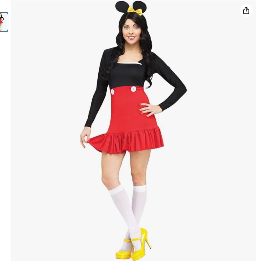 NEW Womens M Miss Mikki Mouse Costume Mickey Cosplay With Ears